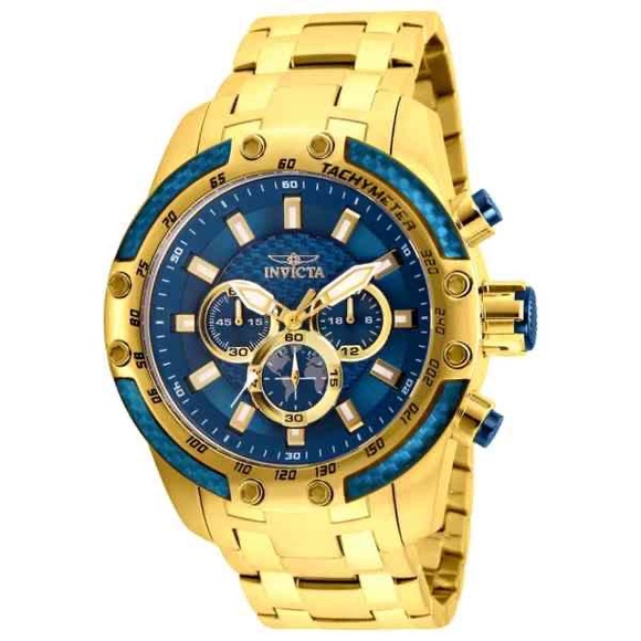 Invicta Men's Watch 50mm SPEEDWAY SCUBA Quartz Chrono Sapphire Blue Gold SS - Picture 10 of 11